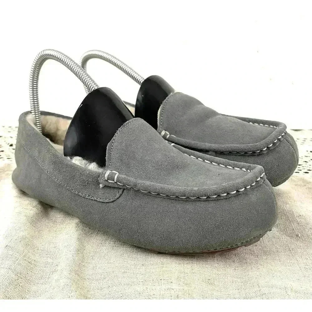 Gray Suede Casual Slippers Sz 8 Cow Suede Leather Women's‎